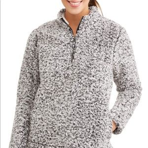 Time and True Grey Sherpa Quarter Zip Jacket